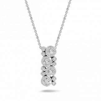 Halskettingen - 1.20 karaat diamanten halo hanger in wit goud
