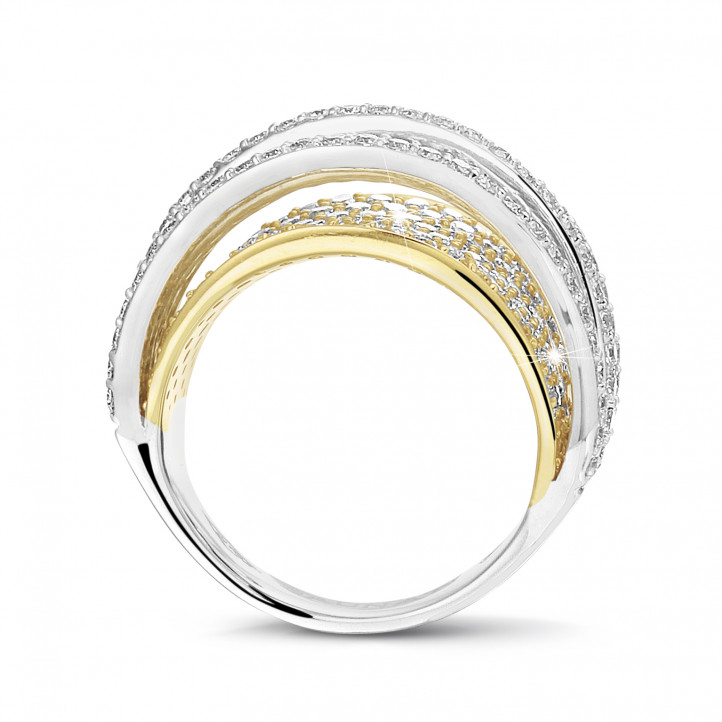 3.50 karaat ring in geel & wit goud met ronde diamanten