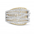 3.50 karaat ring in geel & wit goud met ronde diamanten