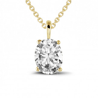 Halskettingen - 1.90 karaat solitaire hanger in geel goud met ovale diamant