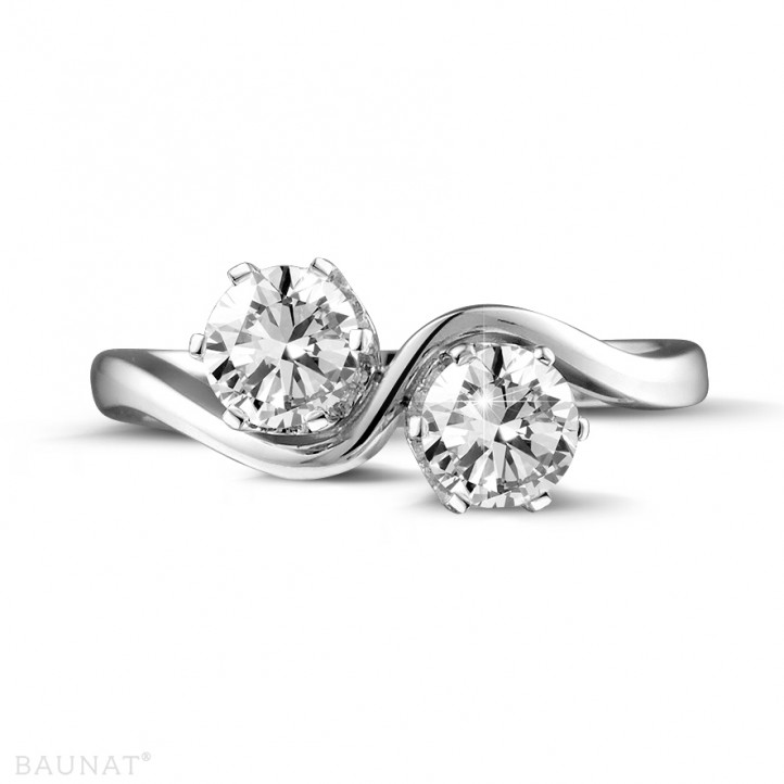 1.00 karaat diamanten Toi et Moi ring in wit goud