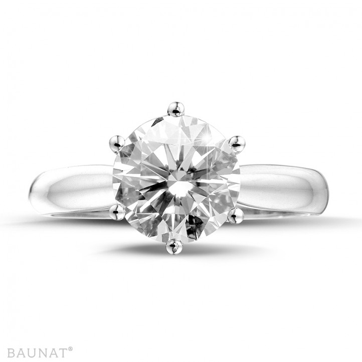 3.00 karaat diamanten solitaire ring in wit goud