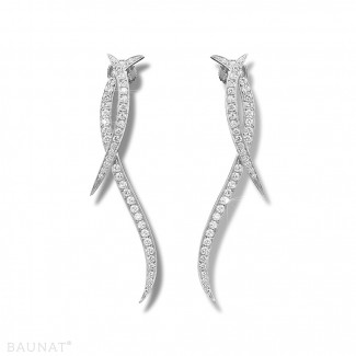 Oorbellen dames - 1.90 karaat diamanten design oorbellen in wit goud
