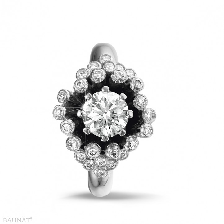 0.90 karaat diamanten design ring in wit goud