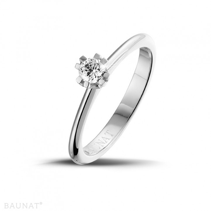 0.25 karaat diamanten solitaire design ring in platina met acht griffen