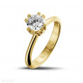 0.90 karaat diamanten solitaire design ring in geel goud met acht griffen