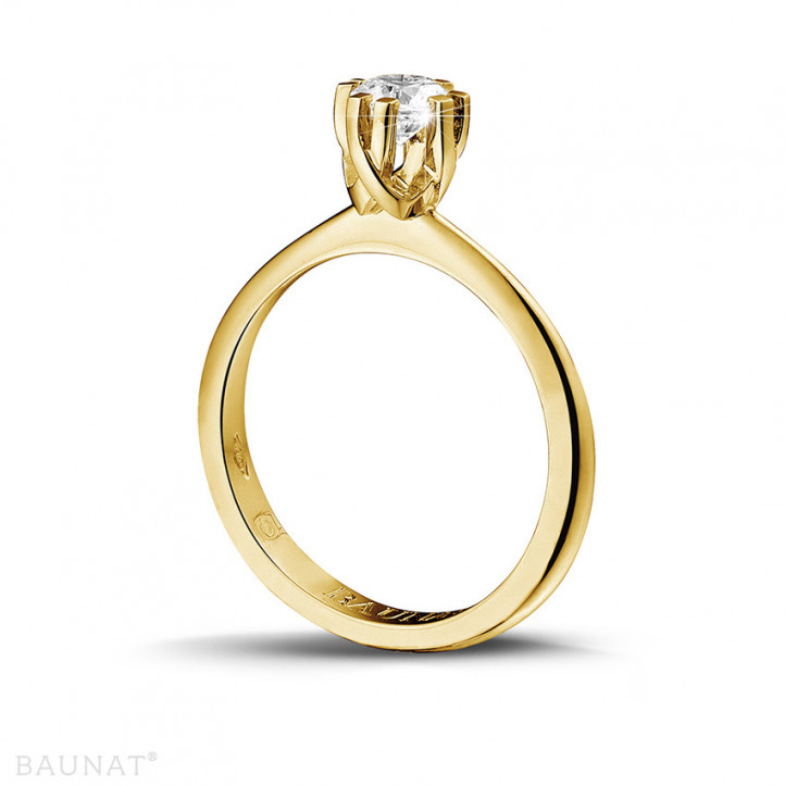0.50 karaat diamanten solitaire design ring in geel goud met acht griffen