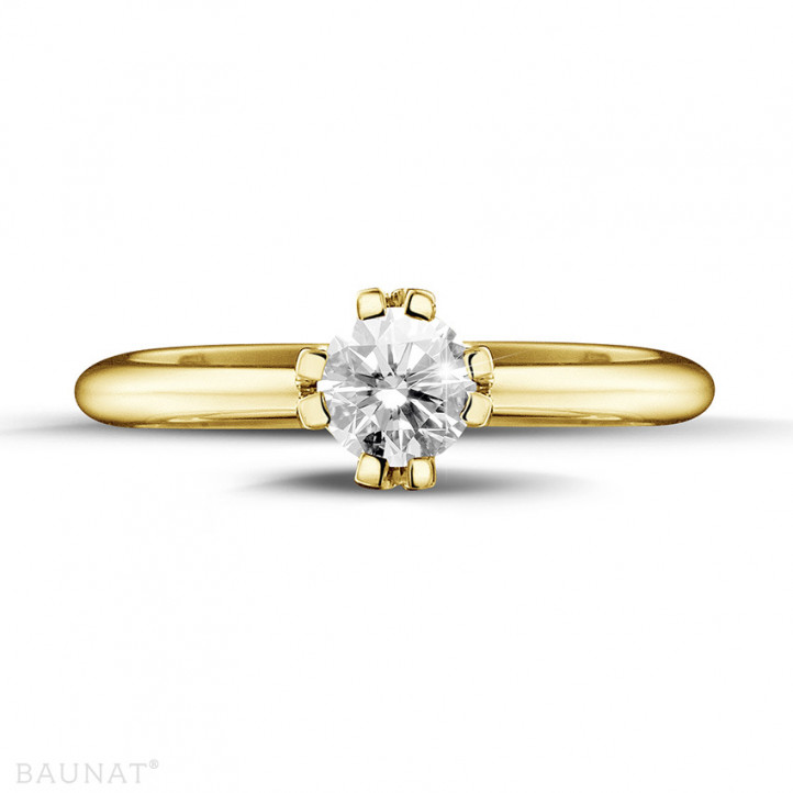 0.50 karaat diamanten solitaire design ring in geel goud met acht griffen