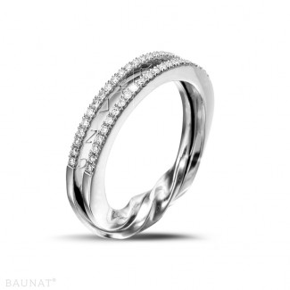 Trouwring dames - 0.26 karaat diamanten dubbele design ring in wit goud