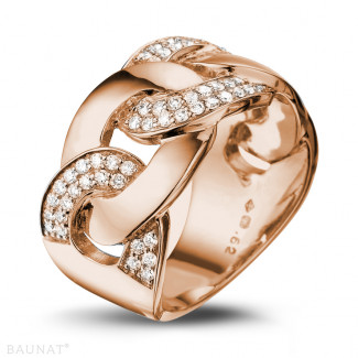 Ringen - 0.60 karaat fijne diamanten schakelring in rood goud