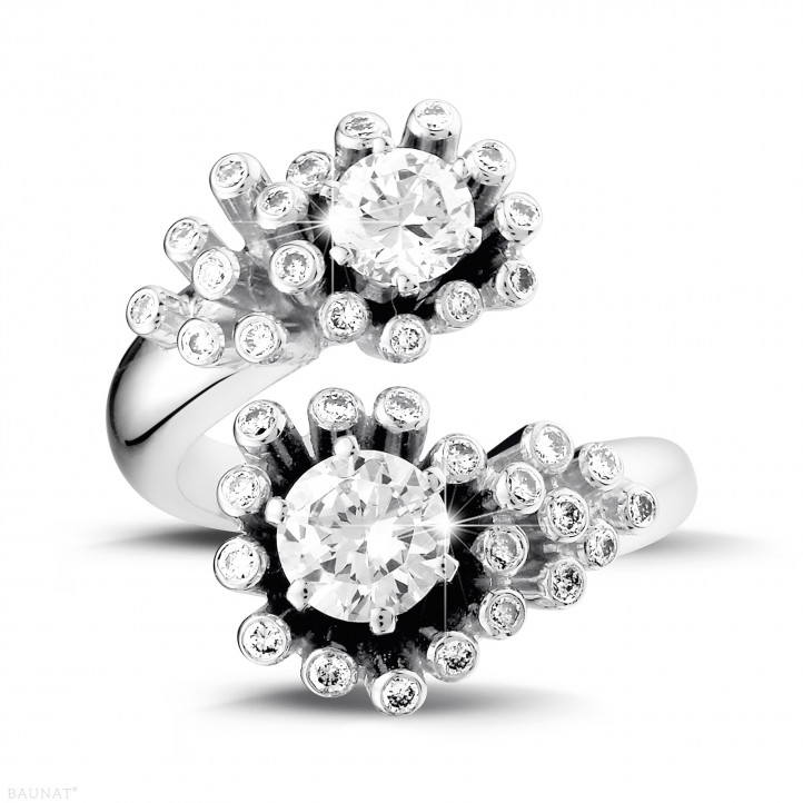 1.40 karaat diamanten Toi et Moi design ring in wit goud