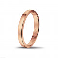 Licht gebolde trouwring van 3.00 mm in rood goud