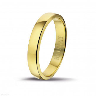 Mannen sieraden - Licht gebolde trouwring van 4.00 mm in geel goud