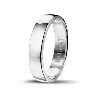 Heren ring - Licht gebolde trouwring van 5.00 mm in platina