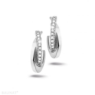 Oorbellen - 0.20 karaat diamanten design oorringen in wit goud
