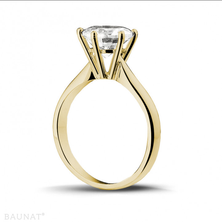 2.50 karaat diamanten solitaire ring in geel goud