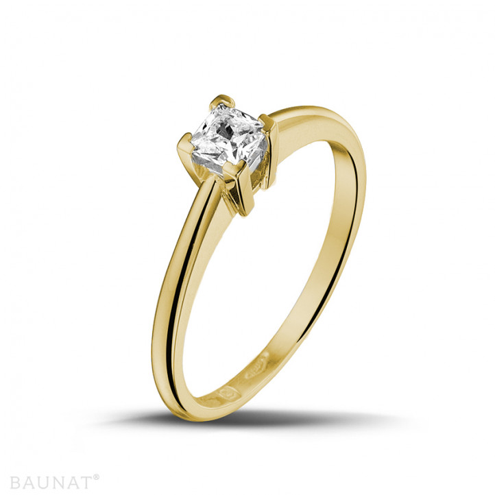 0.30 karaat solitaire ring in geel goud met princess diamant