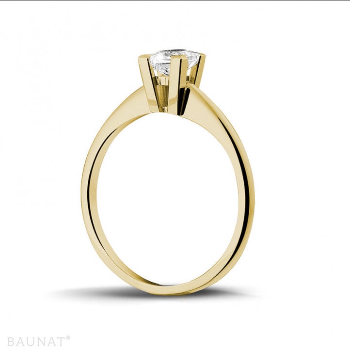0.50 karaat solitaire ring in geel goud met princess diamant