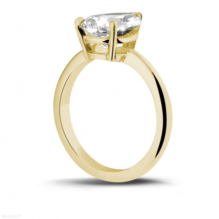 2.00 karaat solitaire ring in geel goud met peervormige diamant