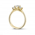 0.70 karaat trilogie ring in geel goud met princess diamanten