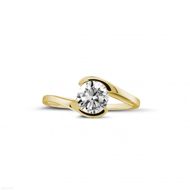 0.70 karaat diamanten solitaire ring in geel goud