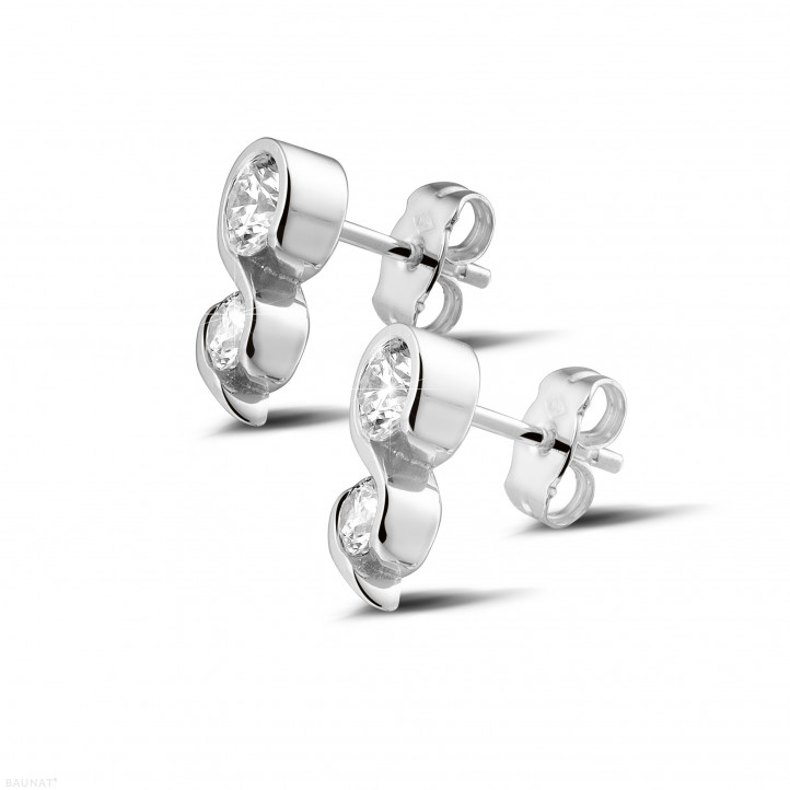 1.00 karaat diamanten oorbellen in platina