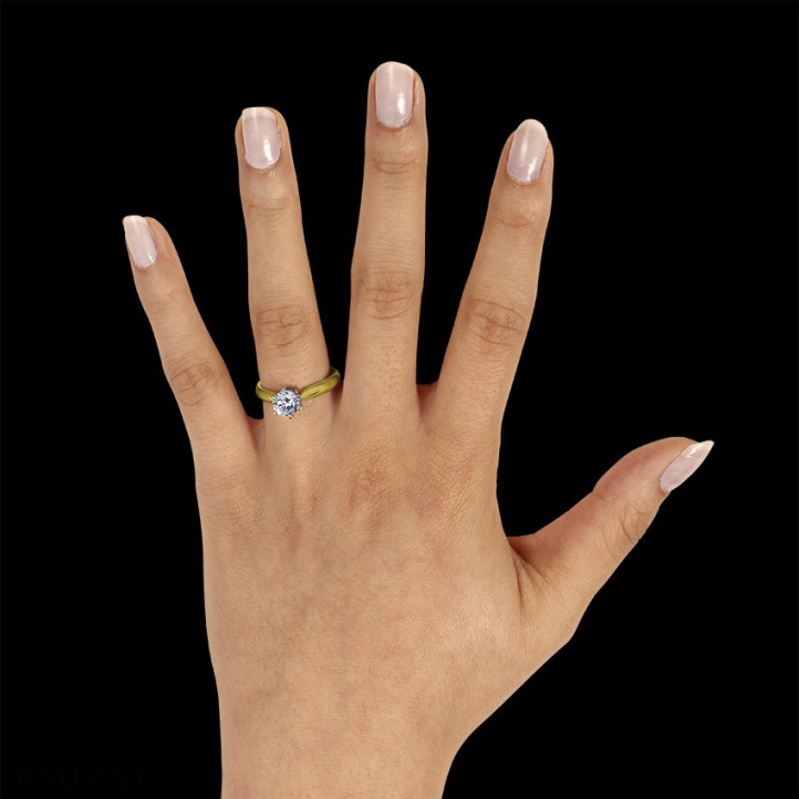 0.90 karaat diamanten solitaire ring in geel goud