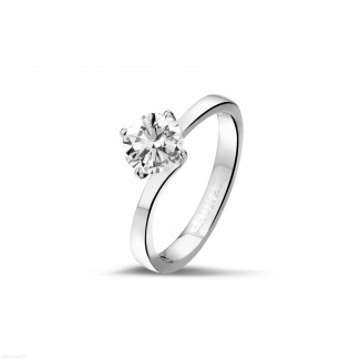 0.90 karaat diamanten solitaire ring in platina