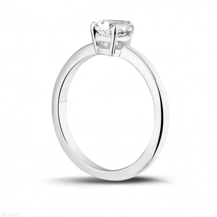 1.00 karaat solitaire ring in platina met peervormige diamant