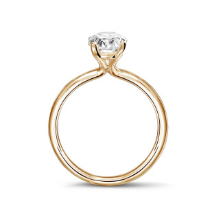 Nişanlılık - 1.00Ct oval pırlantalı sarı altın tektaş yüzük