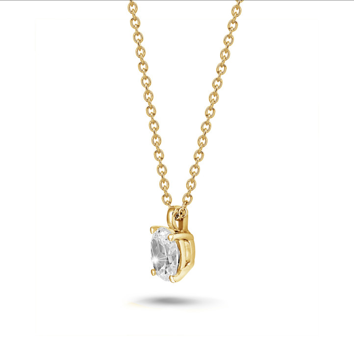 1.00 karat tektaş oval kesim sarı altın pırlanta kolye ucu
