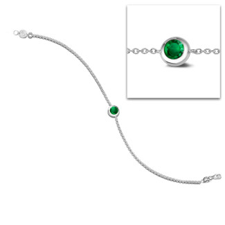 Yuvarlak zümrütlü platin Satellite bileklik