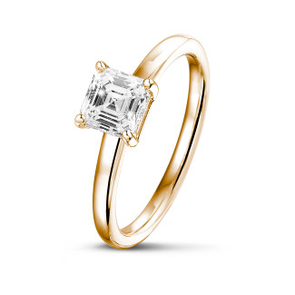 2.00 karat asscher kesim pırlantalı kırmızı altın tektaş yüzük