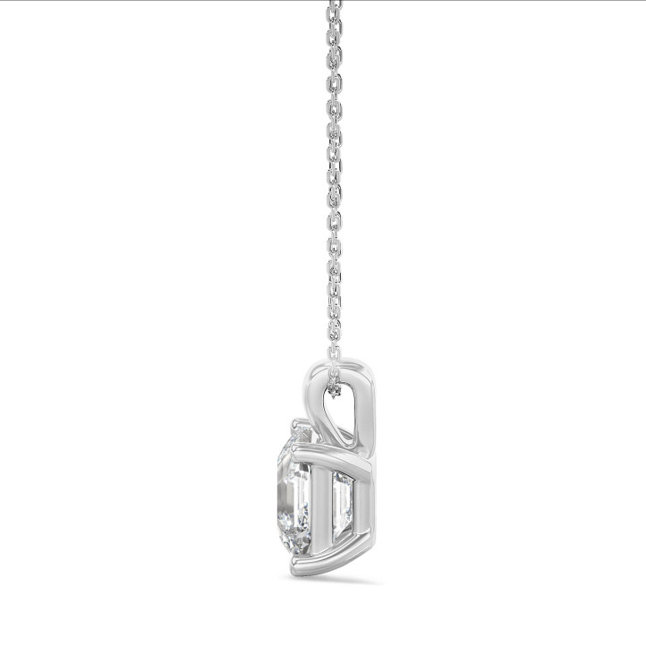 1.00 karat asscher kesim pırlantalı beyaz altın tektaş kolye ucu