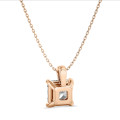 1.00 karat asscher kesim pırlantalı kırmızı altın tektaş kolye ucu