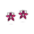Beyaz altından Markiz kesim Kırmızı Yakut Yapraklı Flowers Küpe