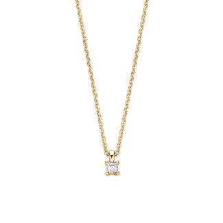 Kolyeler - 0.sarı altın, 15 karat, asscher kesim pırlantalı tektaş kolye ucu