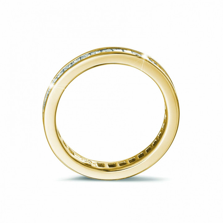 0.90 karat sonsuzluk yüzüğü (tam set) sarı altın, küçük prenses pırlanta