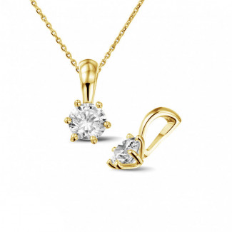 0.50 karat sarı altın yuvarlak pırlantalı tektaş kolye ucu