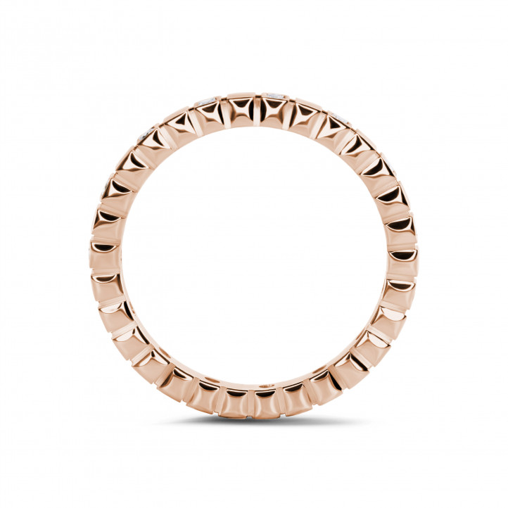 0.kırmızı altından 07 karat pırlanta istiflenebilir damalı yüzük