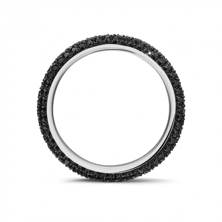 0.85 karat siyah pırlantalı beyaz altın sonsuzluk yüzüğü (tam set)