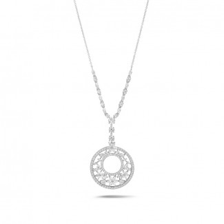 Kolyeler - 7.70 Ct beyaz altından yuvarlak, markiz, armut ve kalp şeklinde pırlantalı kolye