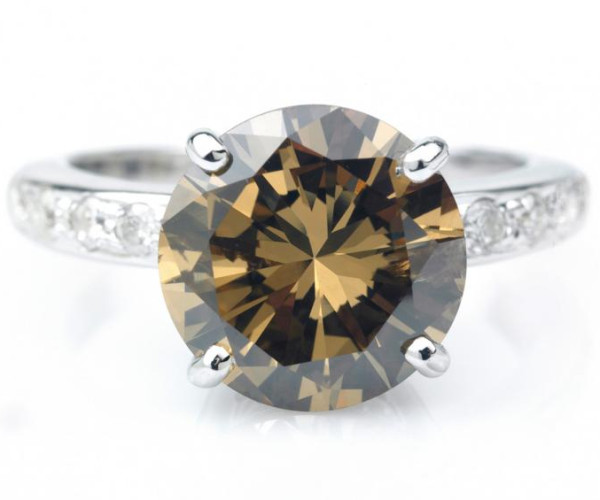 A ring with brown diamond