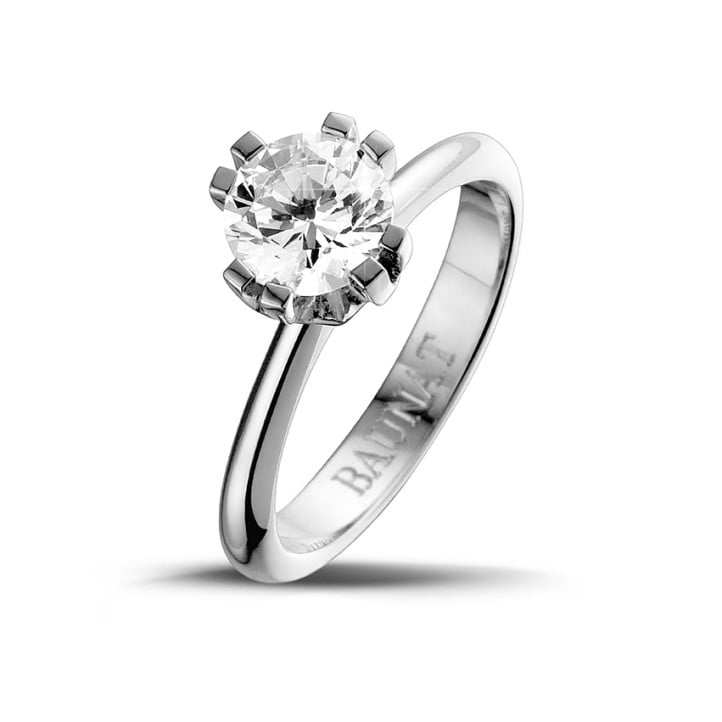 设计系列 1.25克拉八爪白金钻石戒指