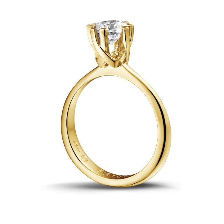 设计系列 1.00克拉八爪黄金钻石戒指