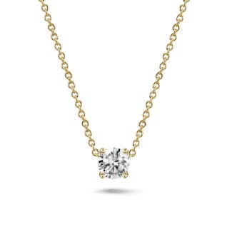 钻石项链 - BAUNAT Iconic 系列 1.00克拉黄金圆钻吊坠项链
