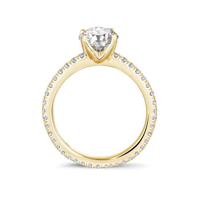 BAUNAT Iconic 系列 0.70克拉黄金圆钻戒指 - 戒托满镶小钻