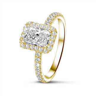 1.20克拉Halo光环雷迪恩形围镶单钻黄金戒指