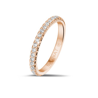 钻石戒指 - 0.35克拉玫瑰金镶钻婚戒(半环镶钻)