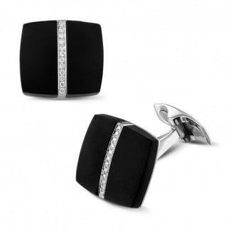 Classic men's rings - 白金缟玛瑙钻石袖扣